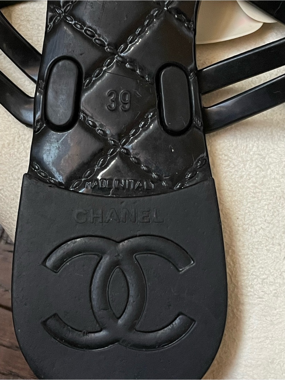 Authentic CHANEL Coco Camellia Sandals black Jelly Flip Flops Women - Picture 6 of 7